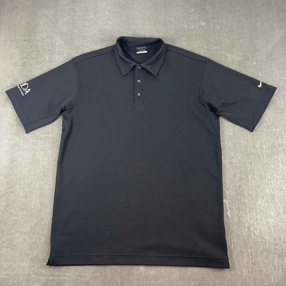 Nike Golf Mens Large Black Polo Shirt Fit Dry GDA Guam Dam Authority Logo